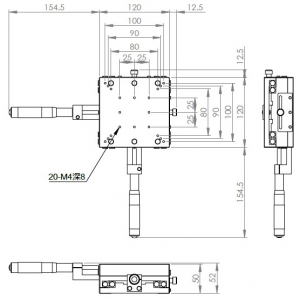 薄型120mm交叉滾子XY手動平移台
