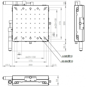 薄型200mm交叉滾子XY手動平移台
